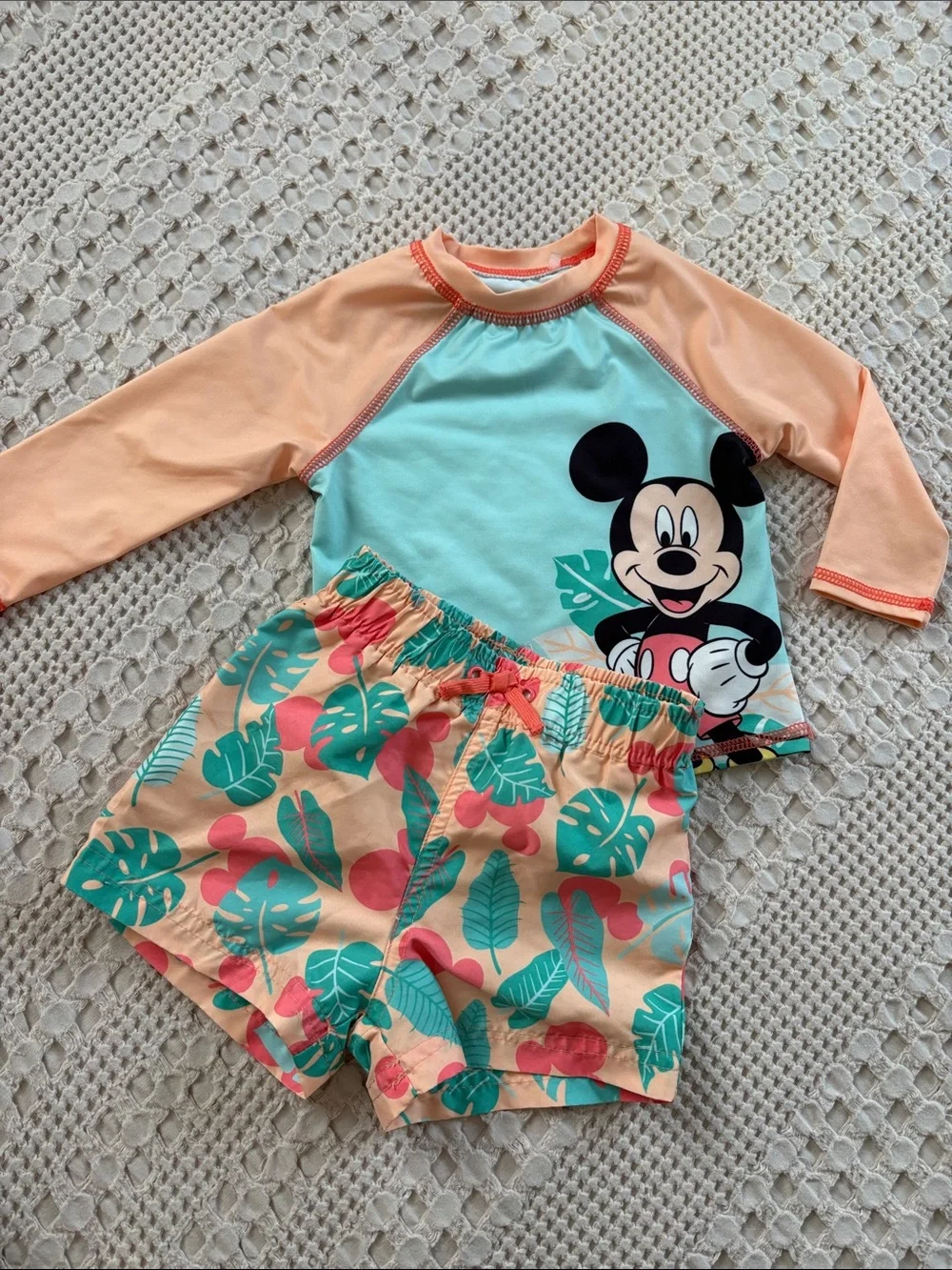 Disney Baby Mickey Mouse 2-Piece Rash Guard & Trunks Swim Set 6-9 Months